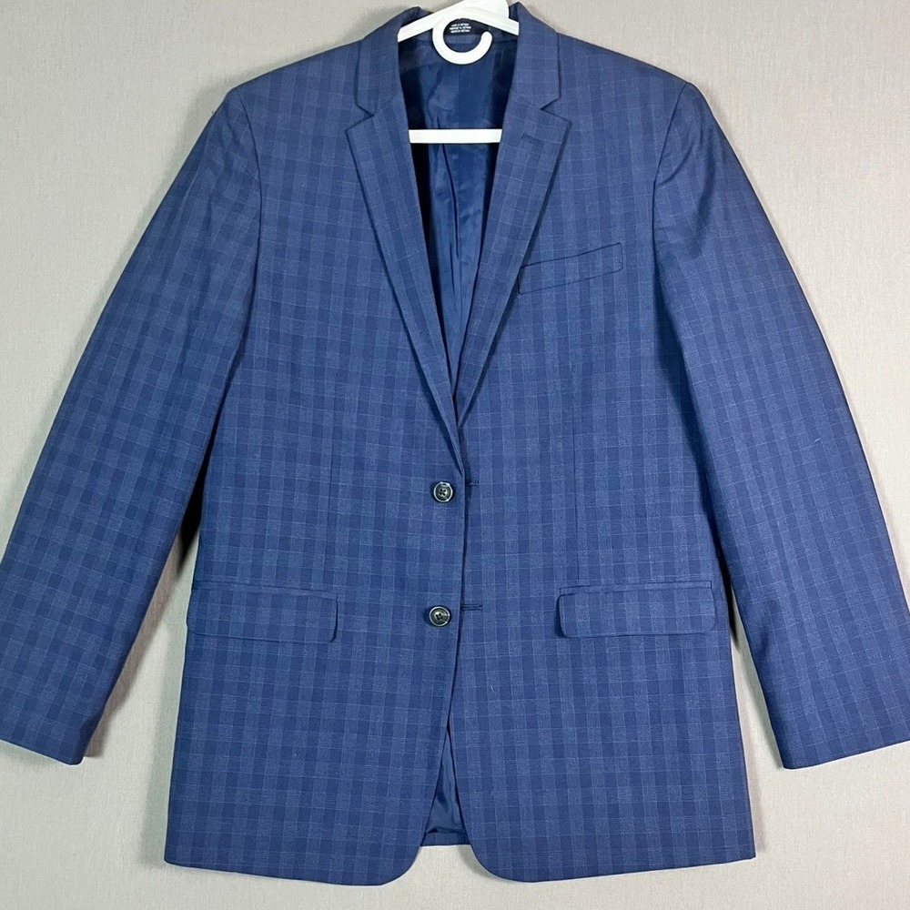Nautica Boy's 2‑Piece Suit – Blue Plaid Blazer & Matching Trousers – Size 20R